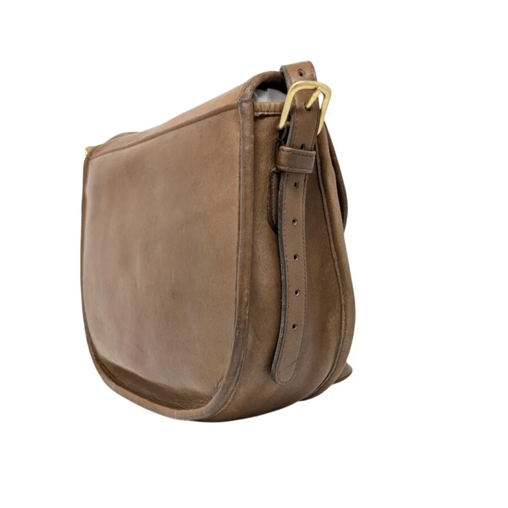Coach‎ Saddlery Bag 9535 Putty Brown Leather NYC Crossbody Minimal Vintage